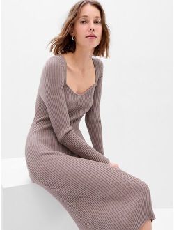 Sweetheart Rib Midi Sweater Dress