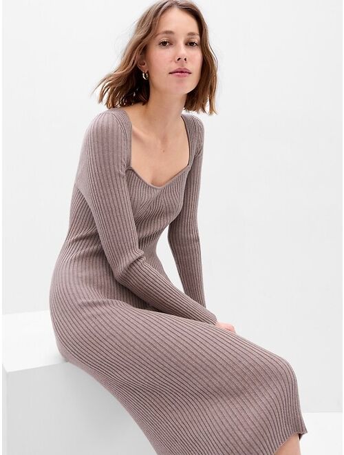 Gap Sweetheart Rib Midi Sweater Dress