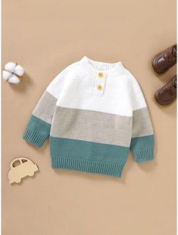 Baby Colorblock Button Detail Sweater