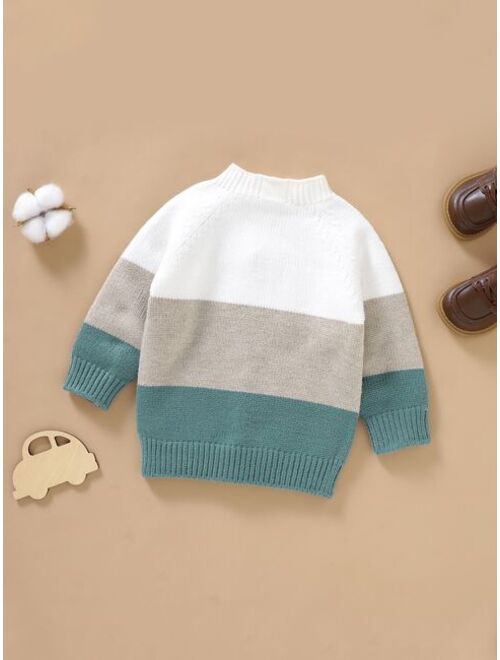 Shein Baby Colorblock Button Detail Sweater