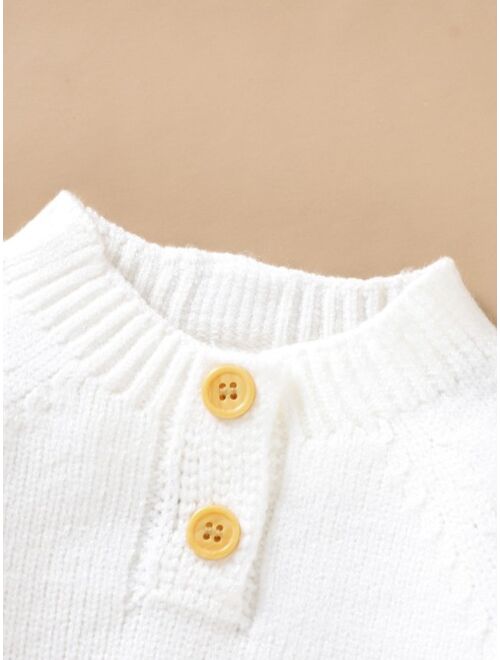 Shein Baby Colorblock Button Detail Sweater