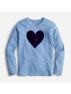 Girls' velvet heart graphic T-shirt