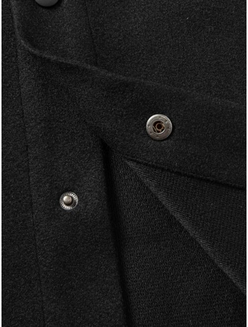 Shein Men 1pc Button Front Flap Pocket Overcoat