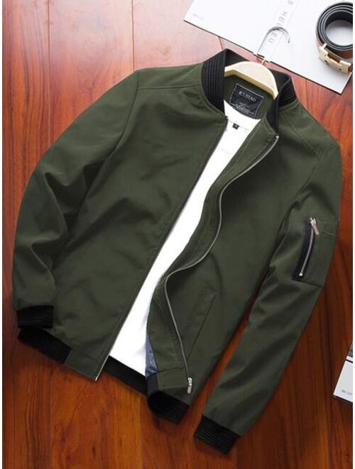 Shein Men Zip Up Bomber Jacket Without Tee