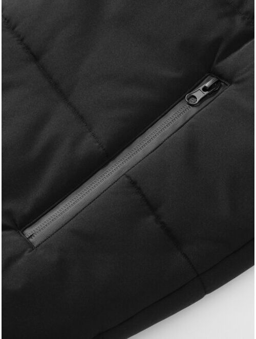 Shein Men 1pc Zip Pocket Hooded Puffer Coat