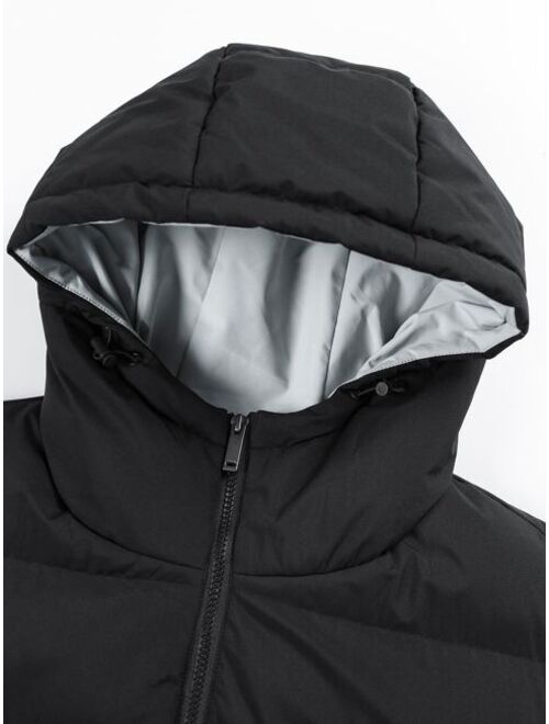Shein Men 1pc Zipper Hooded Vest Puffer Coat
