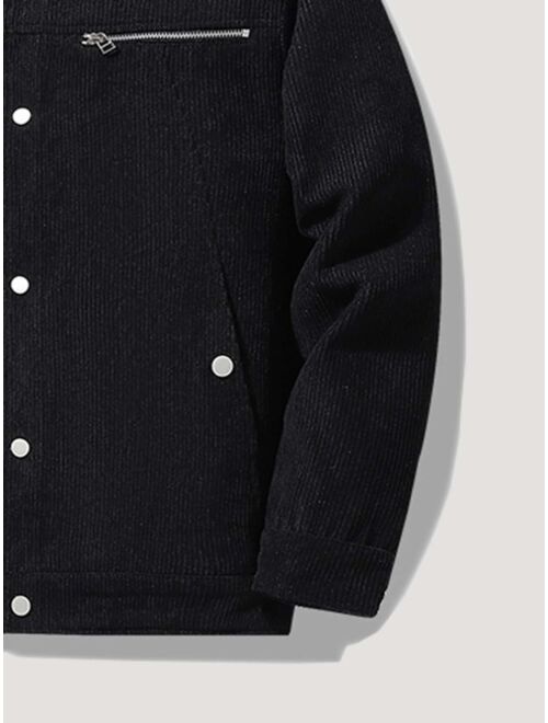 Shein Men Button Front Teddy Lined Cord Jacket