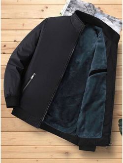 Men Teddy Lined Zipper Jacket