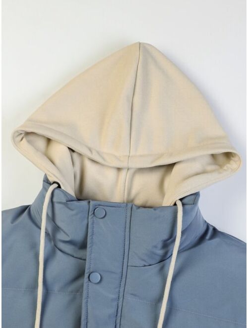 Shein Men 1pc Drawstring Hooded Puffer Coat