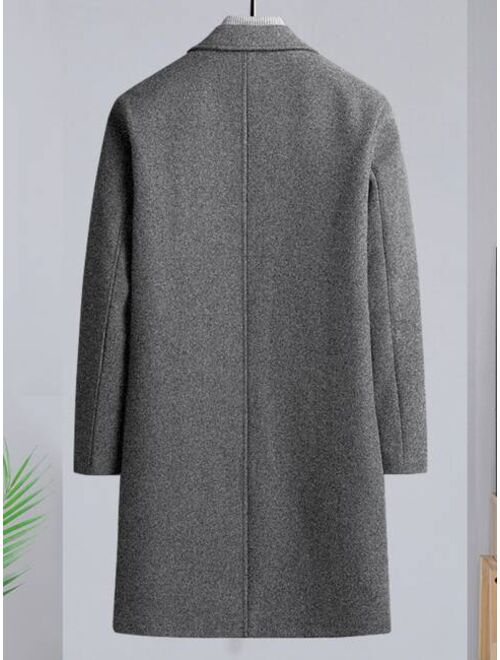 Shein Men 1pc Lapel Collar Single Breasted Overcoat