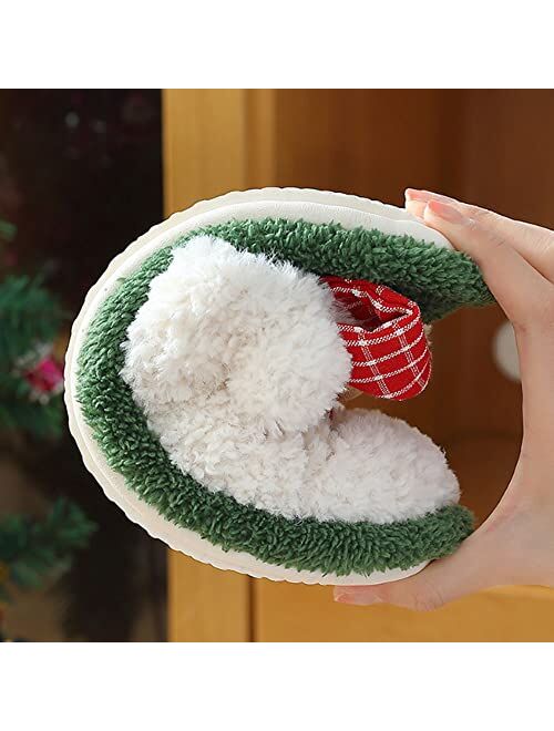 LELEBEAR Christmas Slippers for Women Novelty Holiday Slippers Cute Santa Claus Soft Bottom Plush Slippers to Keep Warm in Winter