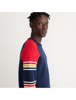Cotton milano-stitch stripe-sleeve ski sweater