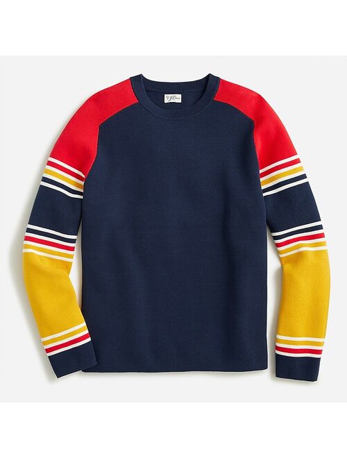 J.Crew Cotton milano-stitch stripe-sleeve ski sweater