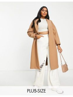 Simply Be single breasted formal coat in camel