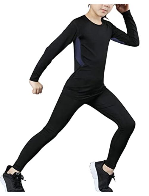 Zealotpower Thermal Underwear for Kids Boys' Performance Athletic Compression Base Layer Set Winter Long Johns for Skiing Running