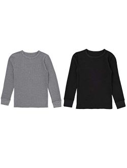 Boys' Premium 2-Pack Thermal Waffle Crew Top