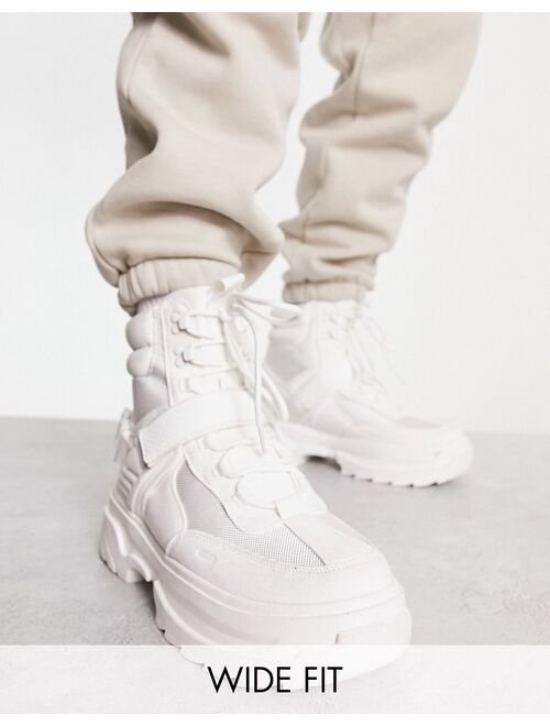 ASOS DESIGN chunky lace up boot in white