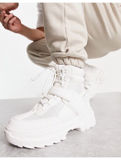ASOS DESIGN chunky lace up boot in white