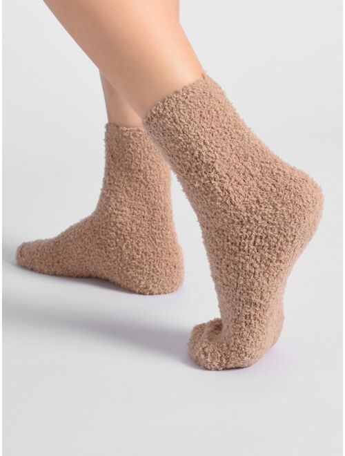Shein 4pairs Men Solid Fuzzy Socks