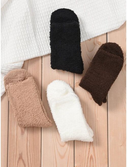 Shein 4pairs Men Solid Fuzzy Socks