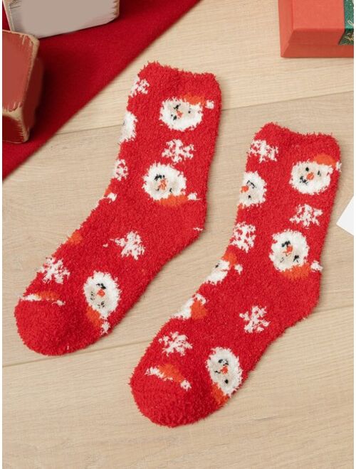 Shein 2pairs Men Christmas Santa Claus Pattern Crew Socks