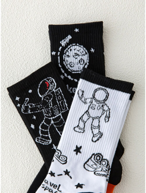 SockyBean1271 Accessory Store 3pairs Men Astronaut Pattern Socks