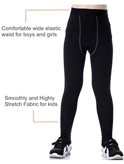 Cvvtee Boys Athletic Base Layer Compression Underwear Set 2pcs Thermal Long John for Kids
