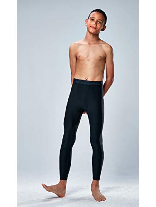 DEVOPS 2 Pack Youth & Boys Thermal Compression Baselayer Sport Tights Fleece Lined Pants