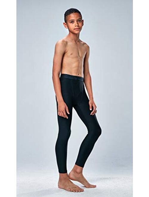 DEVOPS 2 Pack Youth & Boys Thermal Compression Baselayer Sport Tights Fleece Lined Pants