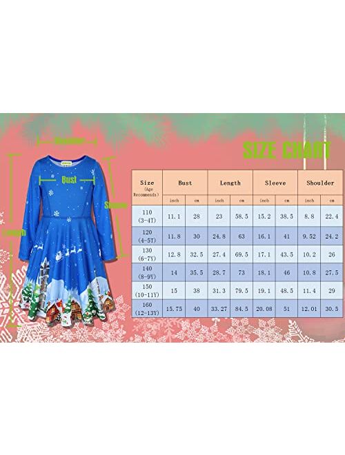 MODAFANS Girls Dress Long Sleeve Twirly Swing Party Casual Dress Tie Dye Mermaid Dress for Kids Toddler with Pockets