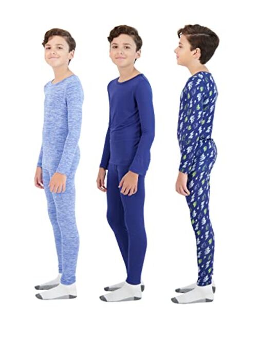 Arctic Layerz Boys Thermal Underwear Set for Kids and Toddler Base Layer Long Johns 6 Piece Long Sleeve Tops and Leggings set