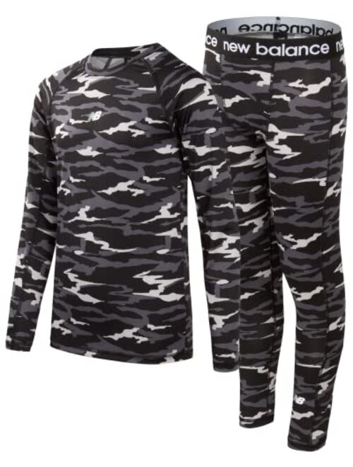 New Balance Boys' Performance Underwear Set - Base Layer Long Sleeve T-Shirt and Tights