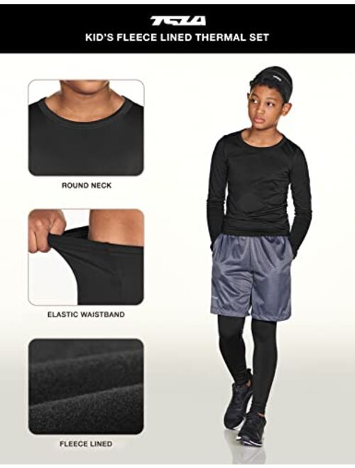 TSLA Kid's & Boy's and Girl's Thermal Underwear Set, Soft Fleece Lined Long Johns, Winter Base Layer Top & Bottom