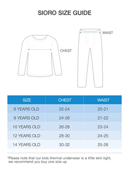 SIORO Boys Thermal Underwear Set Soft Double Fleece Warm Long Johns Set Base Layer with Fly