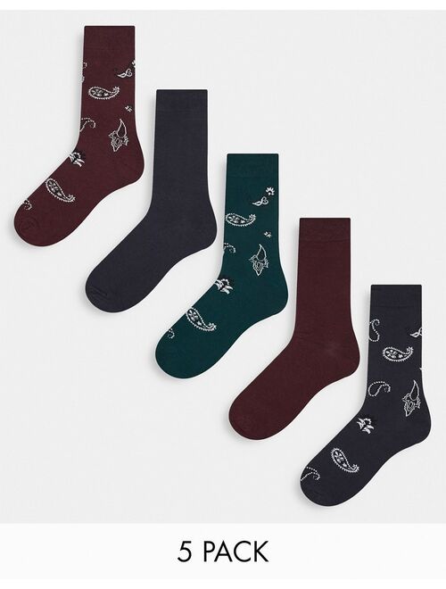 Jack & Jones 5 pack socks in paisley print