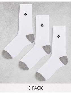 Terry 3 pack socks in white