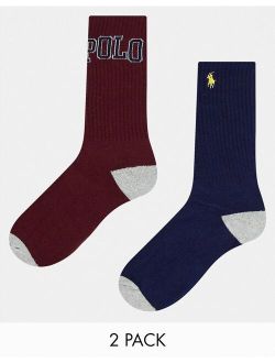 2 pack socks with logo in multi