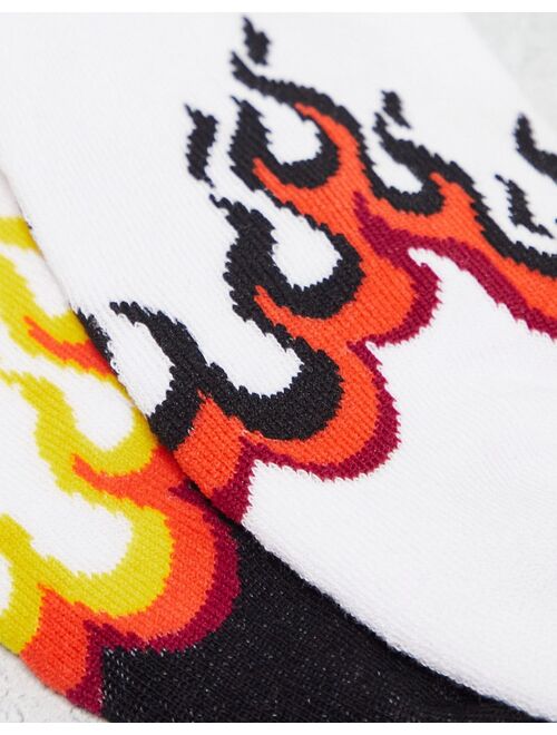 ASOS DESIGN 3 pack sports socks with flame and stripes