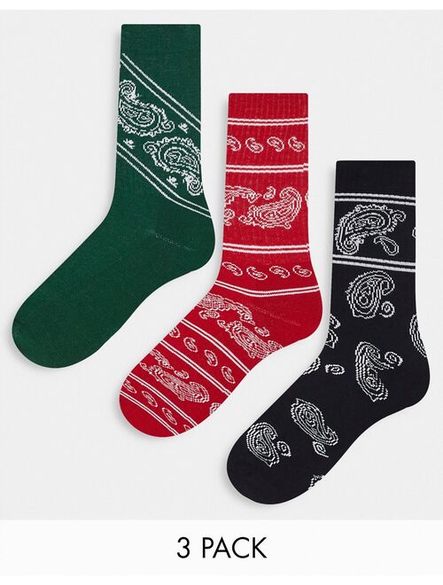 ASOS DESIGN sports socks with bandana print