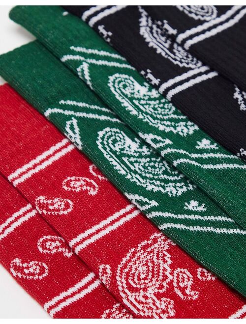ASOS DESIGN sports socks with bandana print