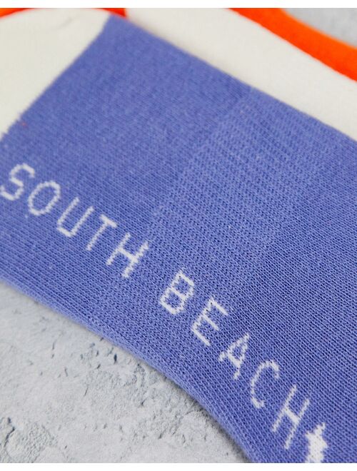 South Beach 3 pack ribbed crew socks in multi