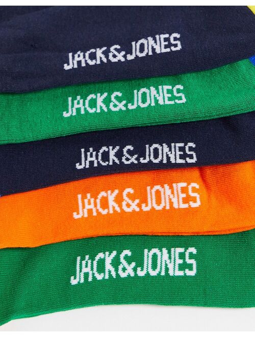 Jack & Jones 5 pack color block socks in multi