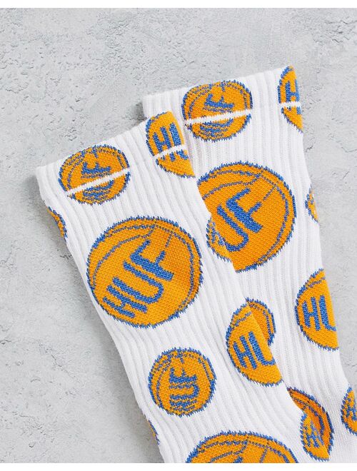 HUF baller socks in white