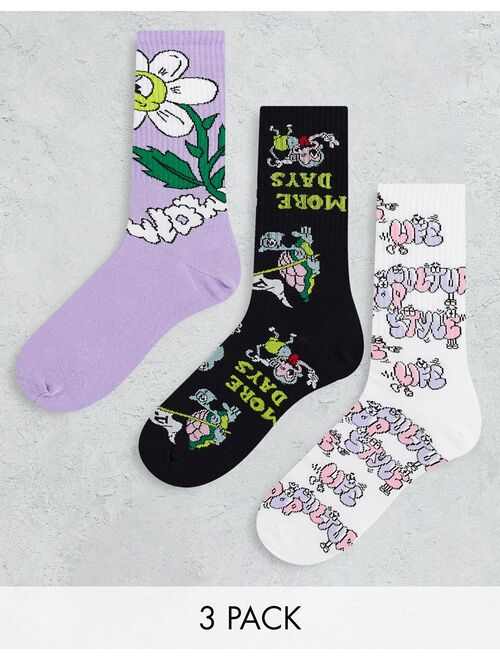Bershka fun print socks in lilac
