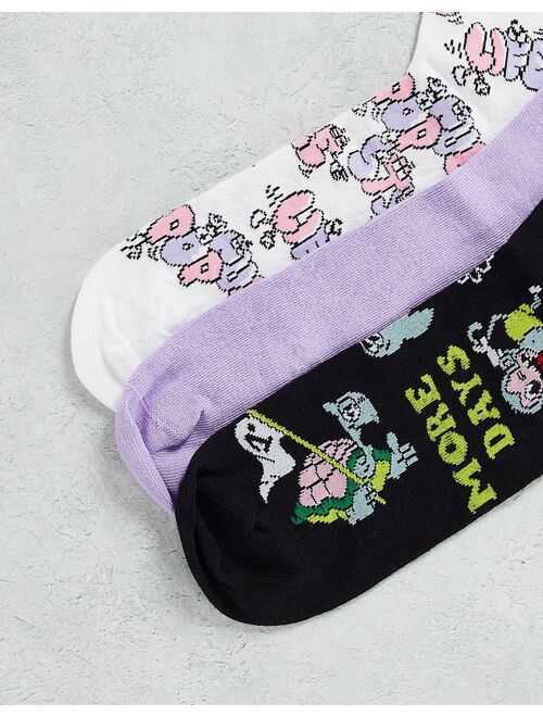 Bershka fun print socks in lilac