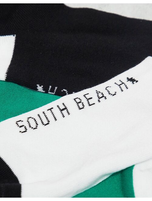 South Beach 3 pack sneaker socks in multi