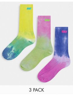 3 pack socks in tie dye