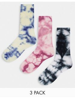 3 pack sports socks with tie dye print