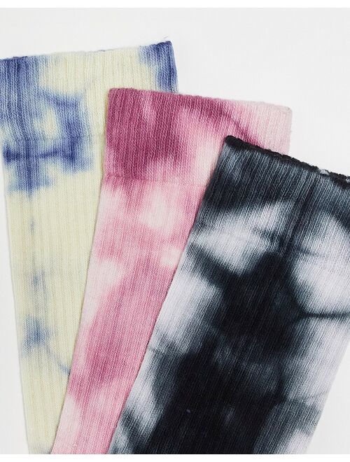 ASOS DESIGN 3 pack sports socks with tie dye print