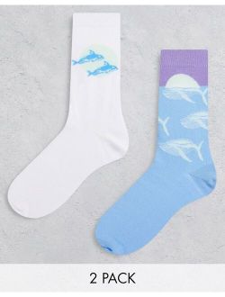2 pack ankle socks with sunset print